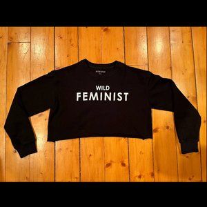 Wildfang Wild Feminist Crewneck Sweatshirt - Black - Size M - Custom Cropped